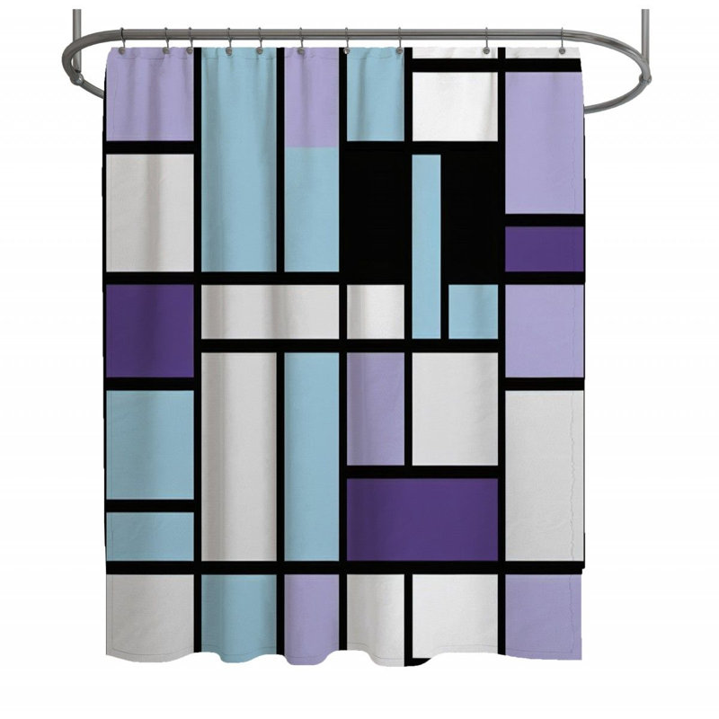 Rideau de douche Ramaz, H 93 po x l 70 po, Bleu/mauve