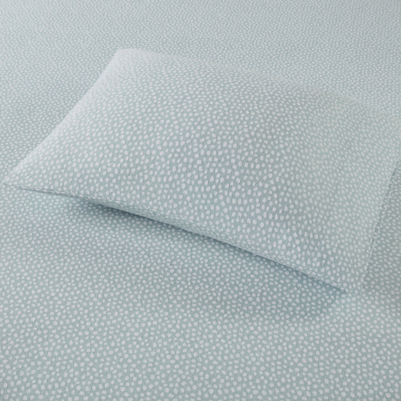 Aqua Dots Twin Cotton Flannel Sheet Set
