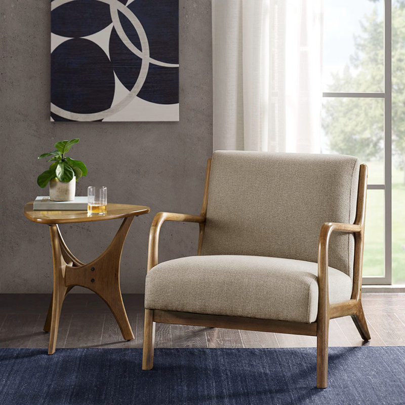 Chaise rembourrée Bravyn, Naturel, Polyester taupe