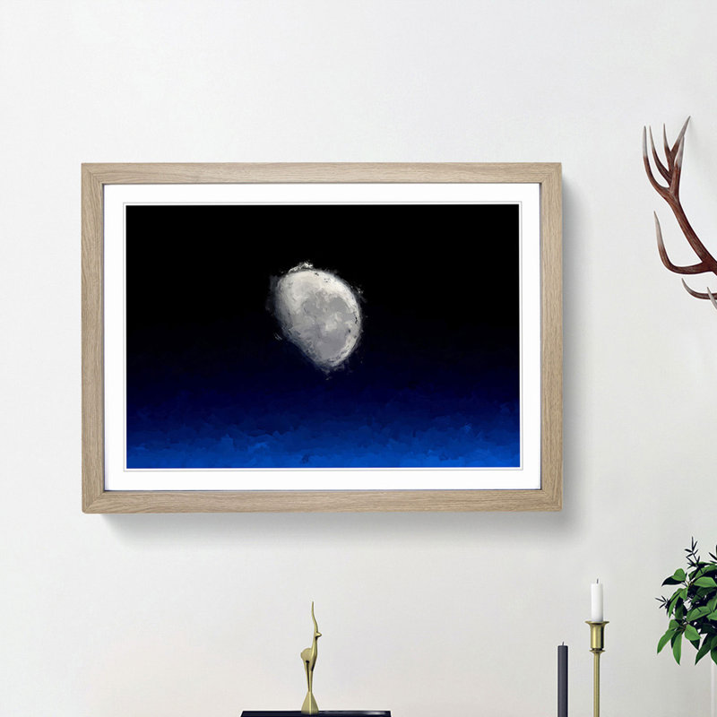 Close up of the Moon in Abstract - Picture Frame Graphic Art Print, Oak Framed, 62cm H x 87cm W x 2cm D