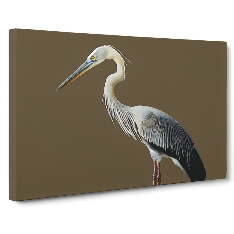 XXX-H1022-WF-438X A Head Turning Heron Bird - Wrapped Canvas Print, 50cm H x 76cm W x 3cm D