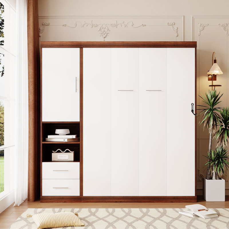 Lit escamotable double pleine grandeur avec armoire, Complète