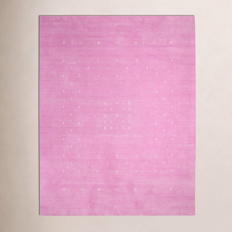 Simi Hand Knotted Cotton/Wool Southwestern Area Rug, Pink, Rectangle 9' x 12'