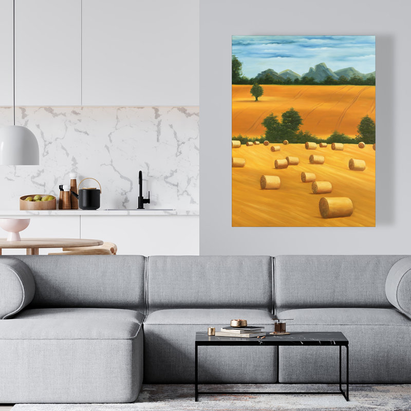Hay Bale Fields - Rustic Landscapes Canvas for Home Decor