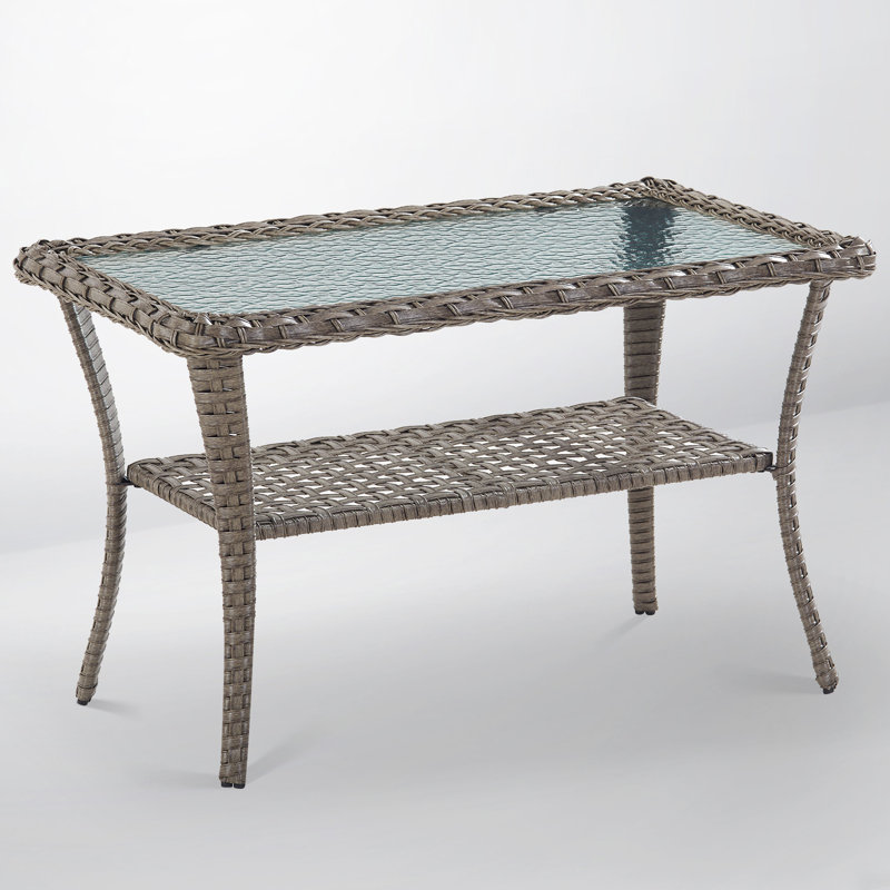 Gaetanino 19.7'' H Rectangular PE Wicker Outdoor Coffee Table, Gray