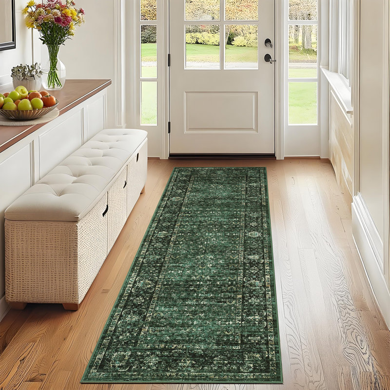 Machine Washable Area Rugs for Living Room, Floral Rugs Oriental Vintage Rugs Distressed Non Slip Stain Resistant Soft Low Pile Carpet for Bedroom Dining Room Nursery Kids Room