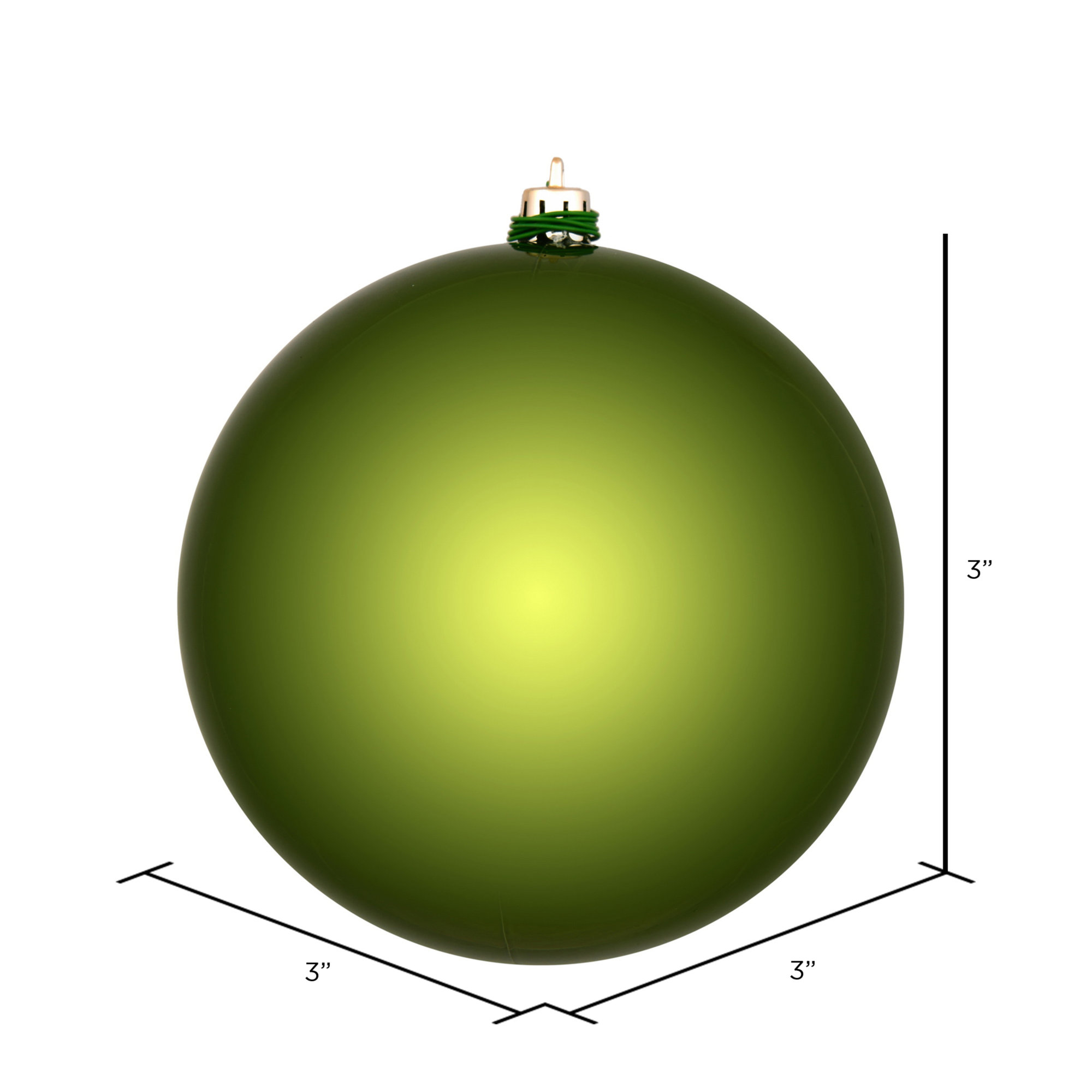 Holiday Décor Ball Ornament, 3" H x 3" W x 3" D, Juniper Green Shiny