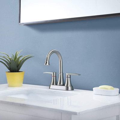 2 Handle Centerset Bathroom Faucet with Drain Assembly
