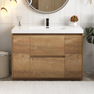 48 po Meuble-lavabo autoportant à simple cuve avec comptoir