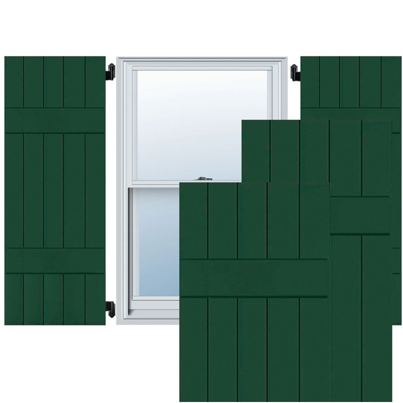 Extérieur à cinq planches (2 lattes) en bois véritable pin-n-lattes (par paire), H 75 po x l 18 po x P 1,38 po, Chrome vert