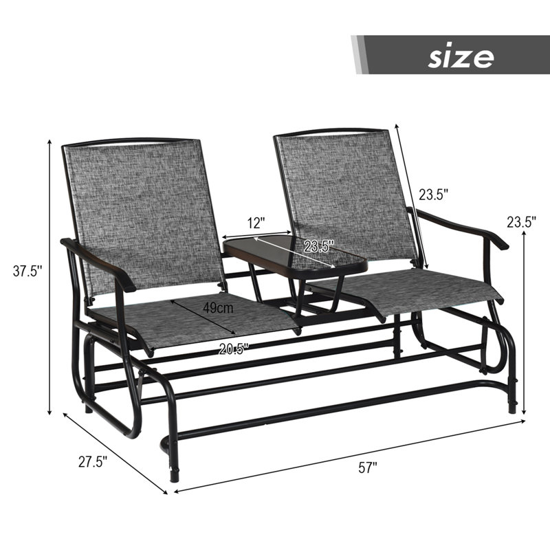 Banc oscillant pour 2 personnes Auyeung, Gris