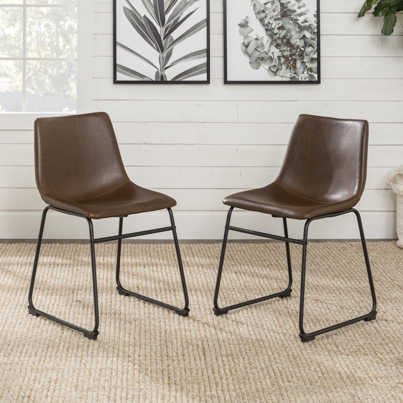 Chaise d'appoint rembourrée Bailey, Similicuir brun
