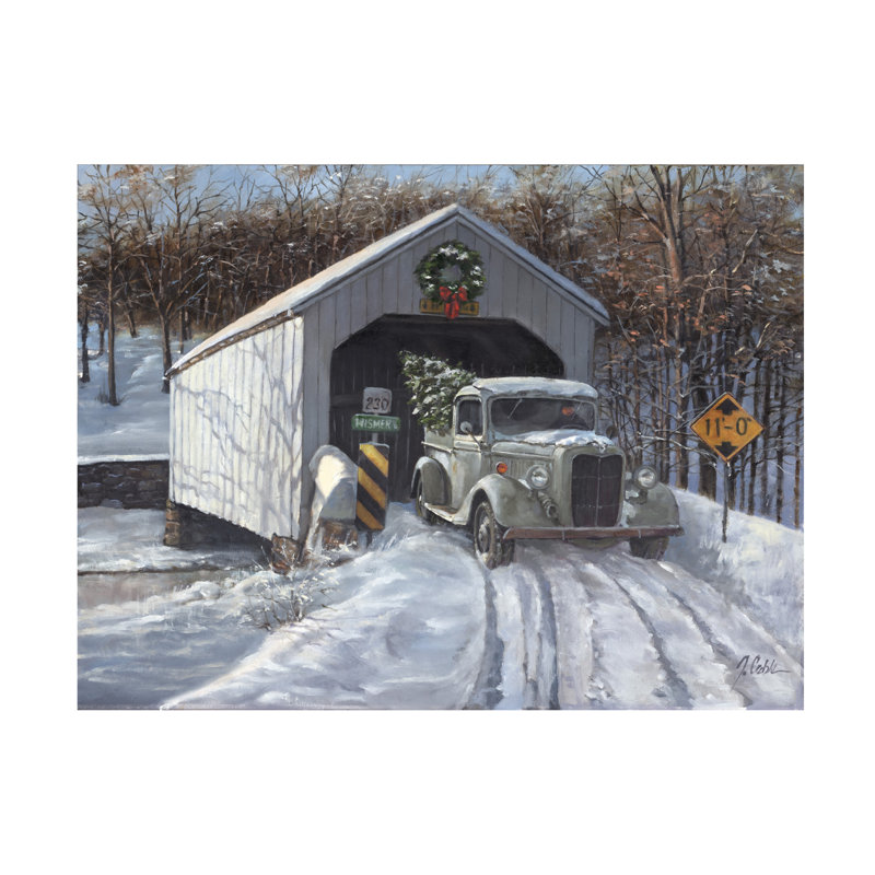Art mural sur toile tendue - art mural «Crossing Cabin Run» par Jerry pour décor de salon, de chambre à coucher ou de bureau - 35 x 47