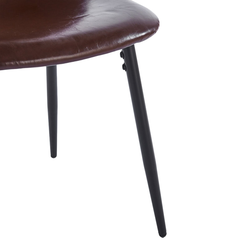 Chaises d'appoint Mid-Century modernes en similicuir lisse avec pieds en métal, Brown