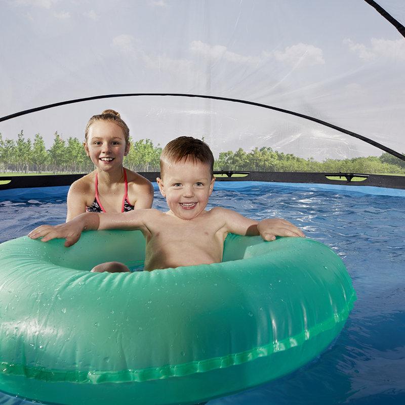Steel Round Frame Set Pool H x W x L, 210" H x 380" W x 380" D