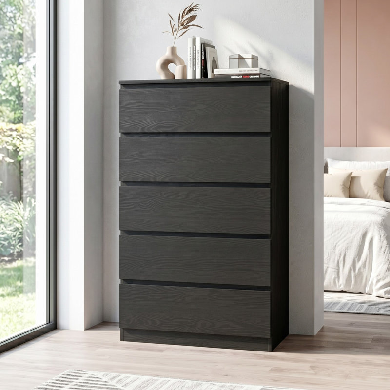  Five-drawer 59" Tall & 35" W Jumbo Chest In Black, Black