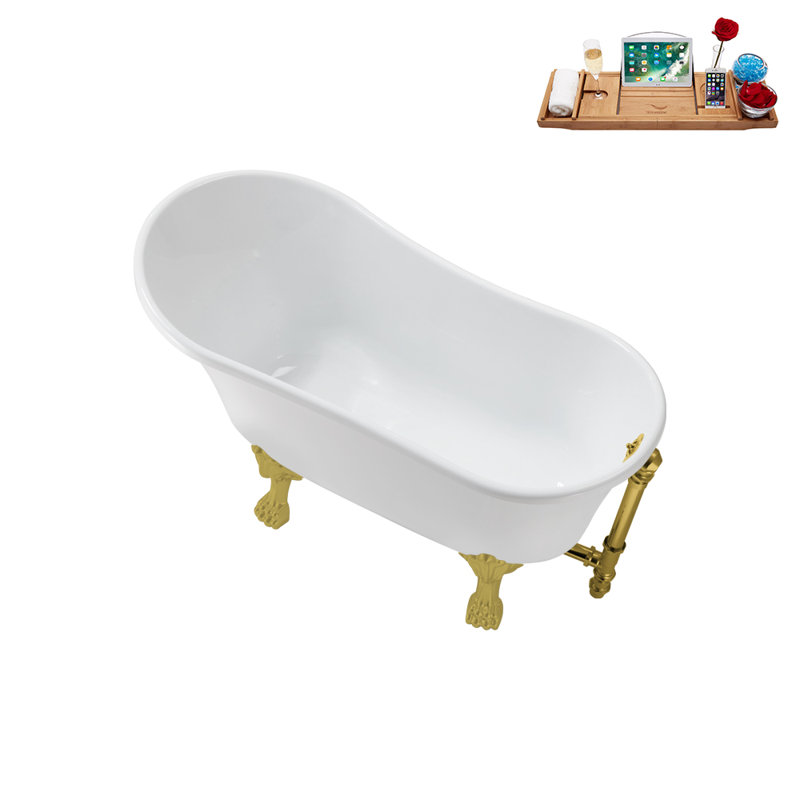 51.2'' x 25.6'' Soaking Acrylic Bathtub, Brushed Gold, Polished Gold