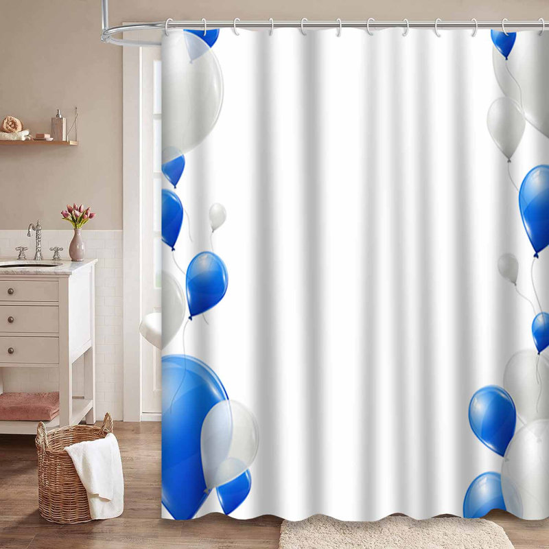 Rideau de douche bleu imperméable, rideaux de douche pour la salle de bain avec 12 crochets, 72" L x 84" W