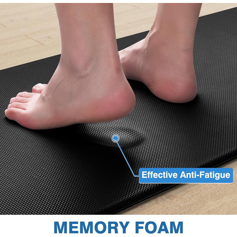 Black Anti-fatigue Cushioned & Non-slip Rug Set