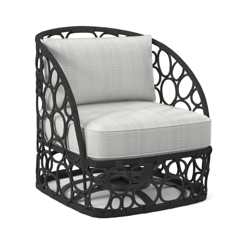 Bali Swivel Patio Chair with Cushions, Cream Outdoor Poly 6070-002, Lava