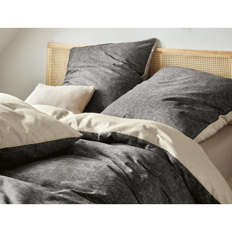 Crown-K 8404 mako satin bedding set, Black, 155 x 200cm - 1 Pillowcase ( 80 x 80cm)