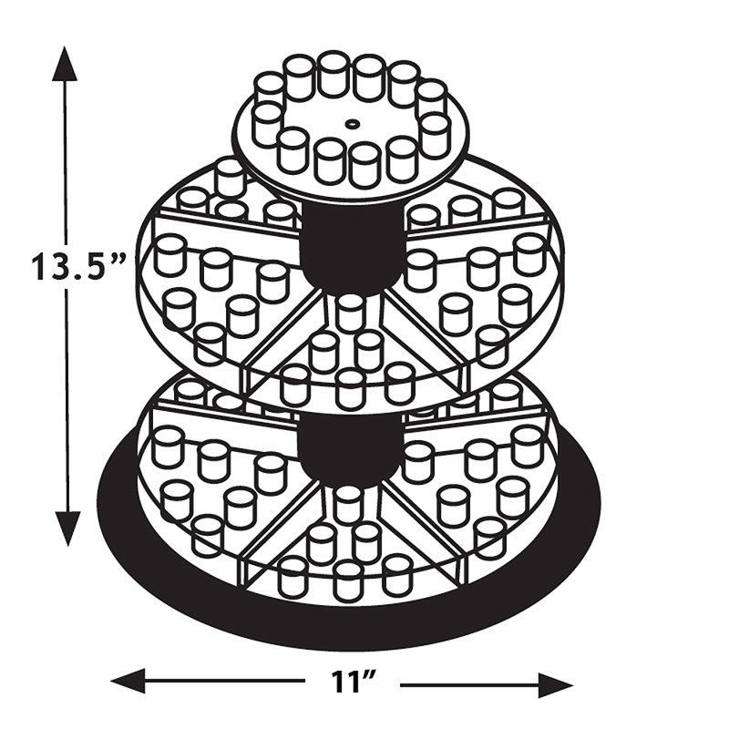 Three Tier Revolving Tester Display 13.5"H x 11"Dia. - round slot 1" dia