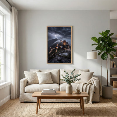 Stormy Mountain Observatory With Lightning Canvas Wall Art