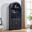 Armoire à vin arquée en bois avec support à vin amovible, armoire de rangement en bois aggloméré avec tablettes réglables-531973182