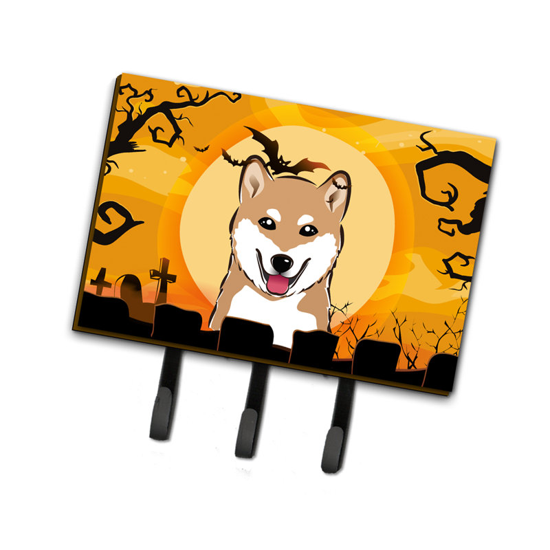 Porte-clés mural d'Halloween avec crochets à clés, Shiba Inu