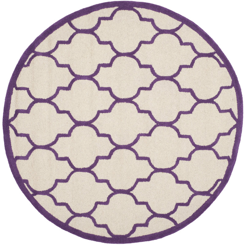 Cannen Hand Tufted Wool Geometric Rug, Round 6'