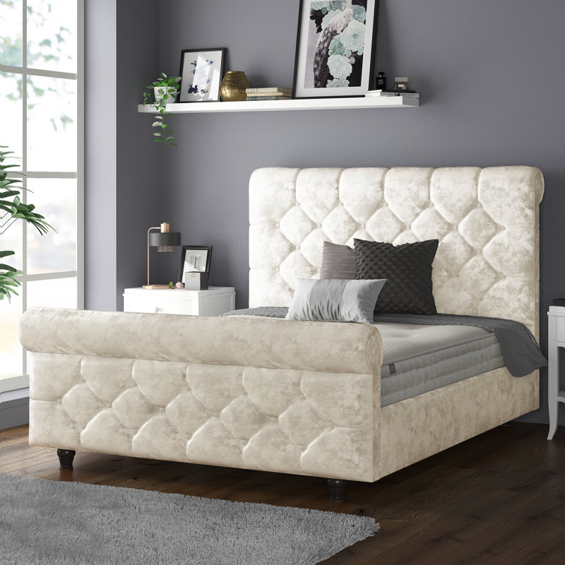 Bella Vista Upholstered Bed, Double (4'6), Cream