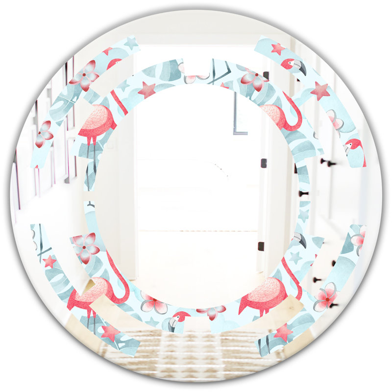 Miroir mural Botanicals, Flowers and Flamingo III Space Coastal, H 23,6 po x l 23,6 po