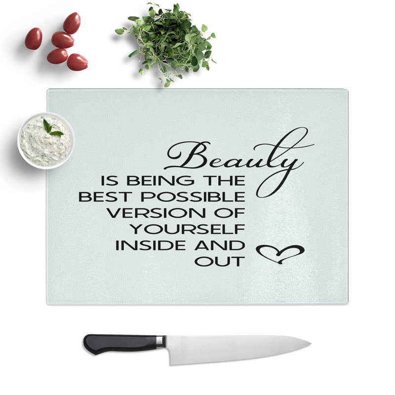 Beauty Is Typography Chopping Board, 0.4cm H x 20cm W x 28.5cm L