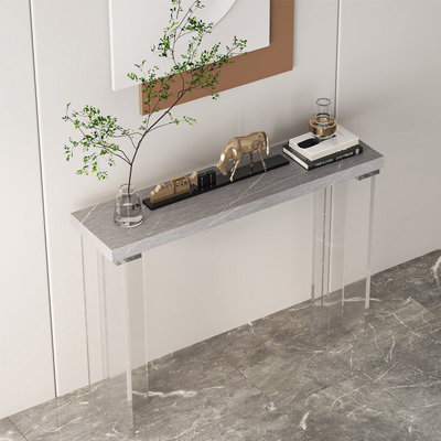 Sintered stone transparent acrylic console table