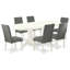 Ensemble de table de salle à manger 9 pièces comprenant une table de salle à manger et 8 chaises Parson en tissu de lin gris à haut dossier - Lin blanc-429365191-429365190-497893446