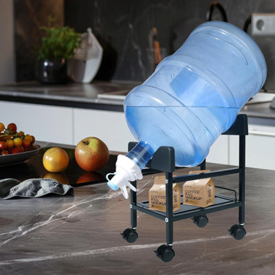 5 Gallon Water Jug Stand Dispenser With Wheel, Metal , Water Dispenser, Gravity Beverage Dispenser