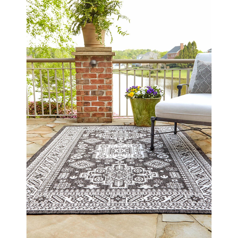 Outdoor Chand Area Rug Stone Color, Rectangle 10' x 14'