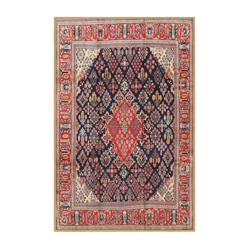 Tapis traditionnel rouge / noir, Rectangle 4 pi x 6 pi