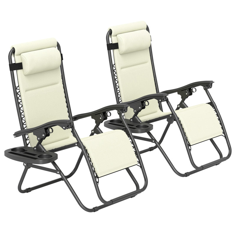Ensemble de chaises longues inclinables 2 pièces Zero Gravity, Blanc