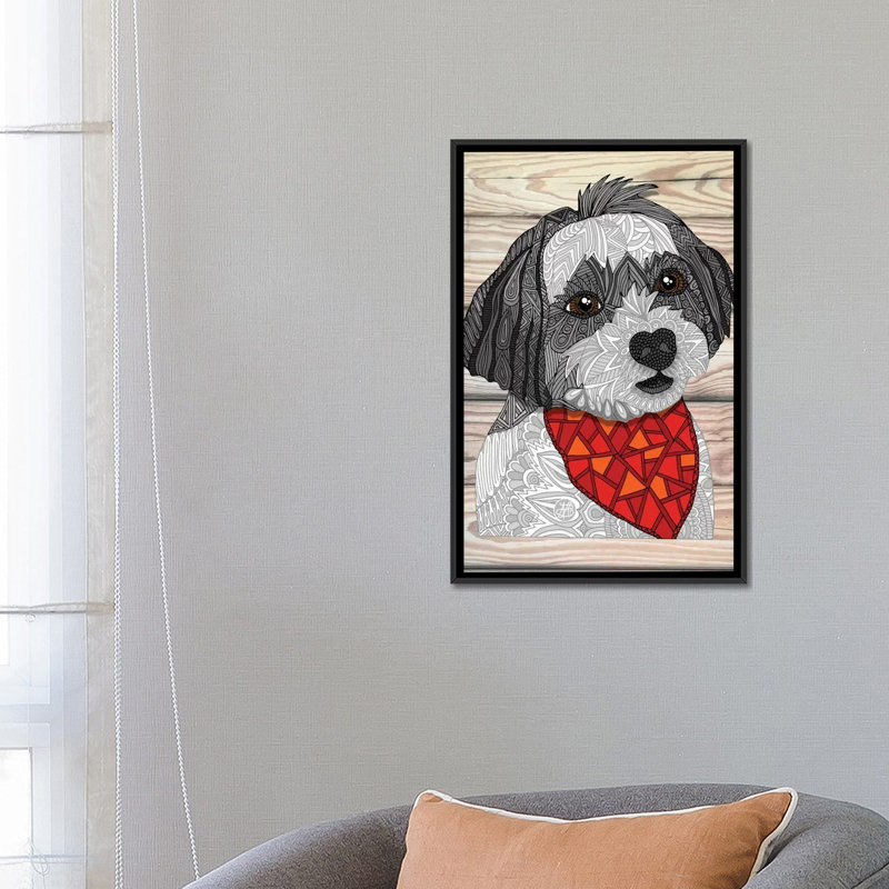 Max, le havanais, impression sur toile tendue, H 26 po x l 18 po x P 1,5 po, Toile avec cadre noir, Blanc