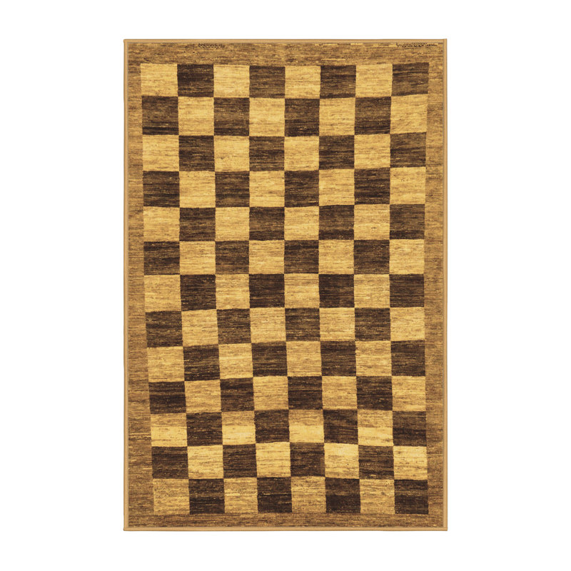 Tapis abstrait en laine et polyester tissé à la machine Kotta, Rectangle 6 pi x 9 pi