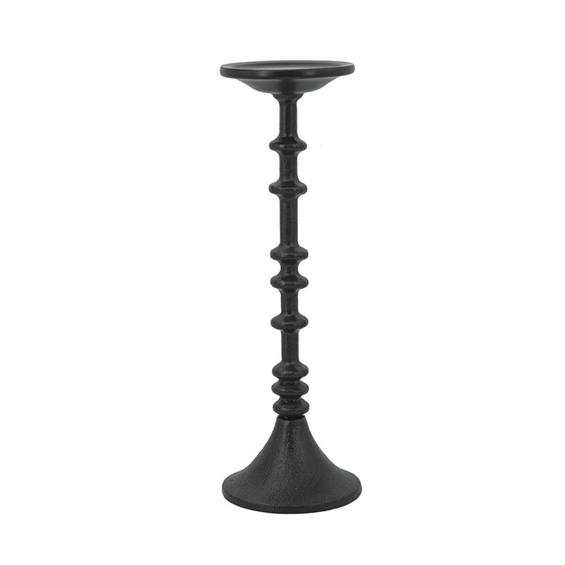 Ensemble de 2 porte-bougies décoratifs en fer noir avec motif de broches