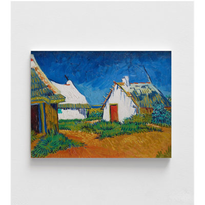 Three White Cottages In Saintes-Marines Painting Print, Framed Vincent Van Gogh Oil Painting Print, Cottages Van Gogh Print, Framed Wall Art