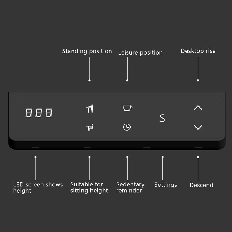 Black Rectangular Hight adjustable Sintered Stone + Carbon Steel with 2 drawers desk