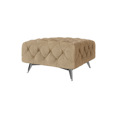 Chesterfield Footstool Bixby with Silver Metal Legs