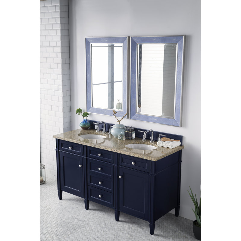 Brittany 60'' W Vanity, Carrara White, Bright White, 8" Widespread