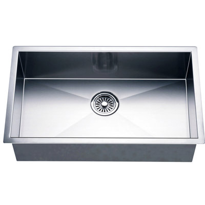 26" L x 18" W Handmade Single Bowl Stainless Steel Square Under Mount Kitchen Sink