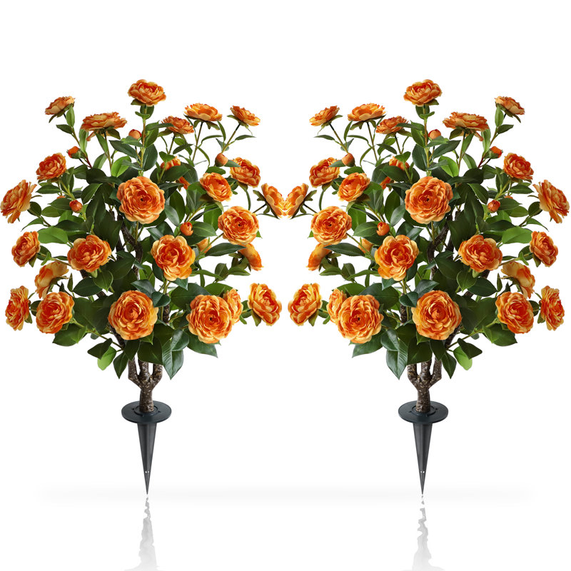 Camélia artificiel 36 po (ensemble de 2), Orange