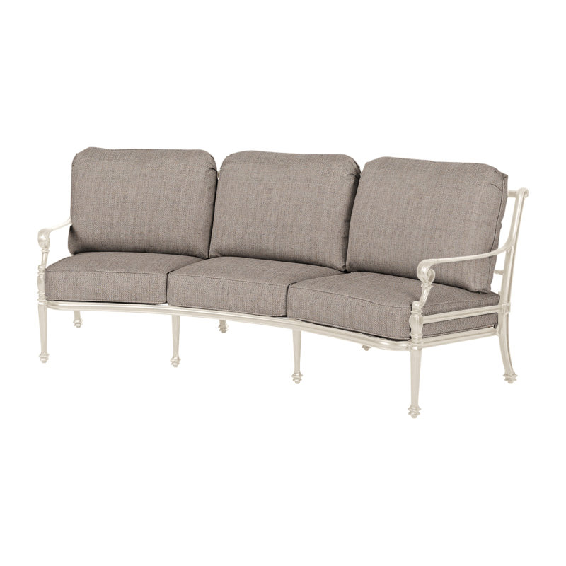 Grand Terrace Curved Sofa with Sunbrella Cushions, Vintage, Cast Ash Sunbrella® Plainweave