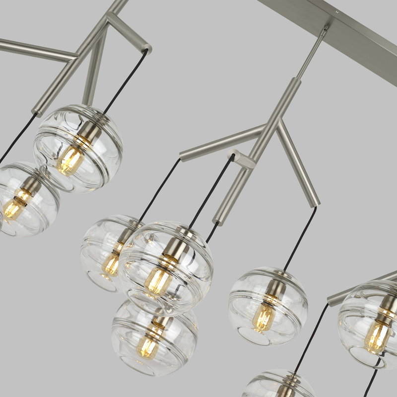 Sedona 12 - Light Chandelier, Satin Nickel, Clear, Yes